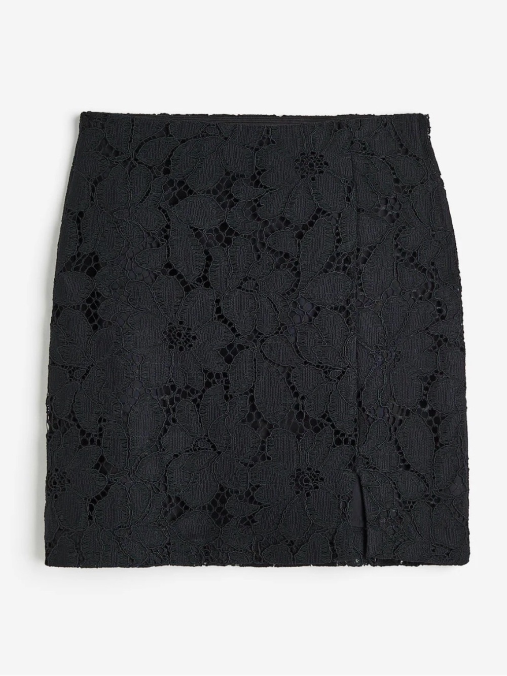 H&M Black Floral Lace Mini Skirt